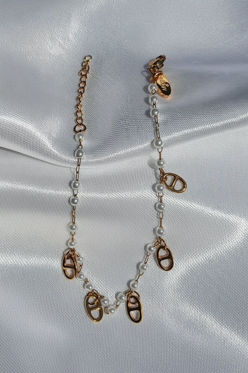 Armband met parels en link bedels