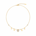 Korte ketting met hart en sterren witte achtergrond