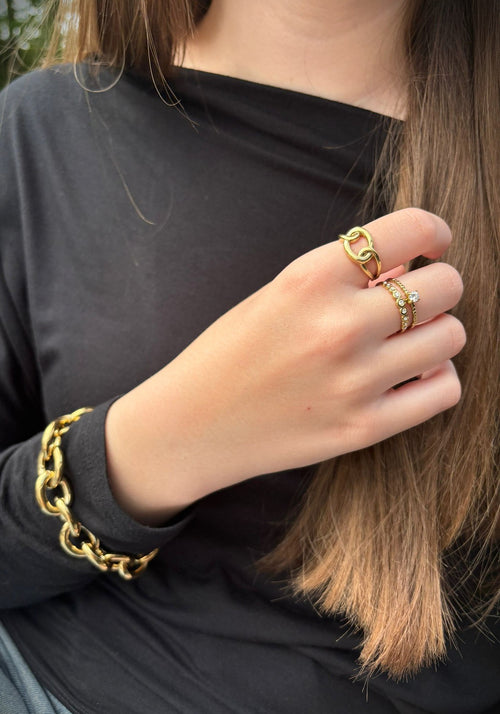 Dubbele ring met strass