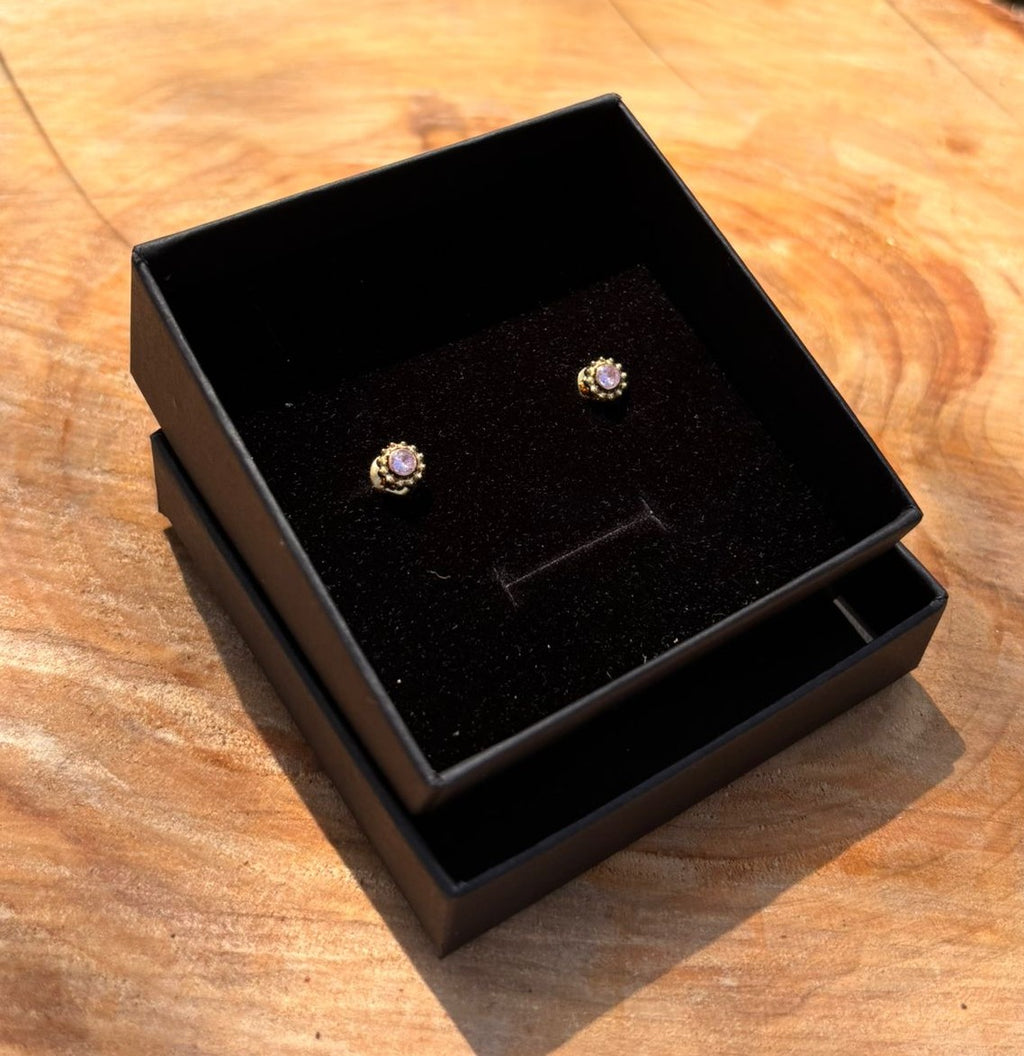 Studs met roze strass
