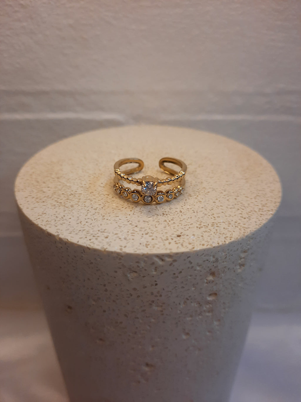 Dubbele ring met strass