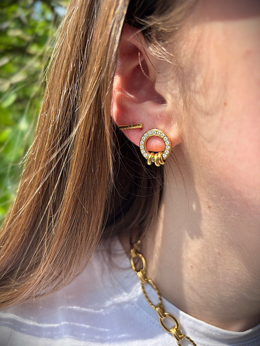 Studs met strass steentjes en ringetjes